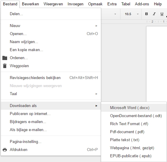 gmail exporteren naar word