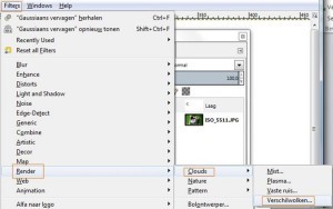 Filters, Render , Clouds en Verschilwolken